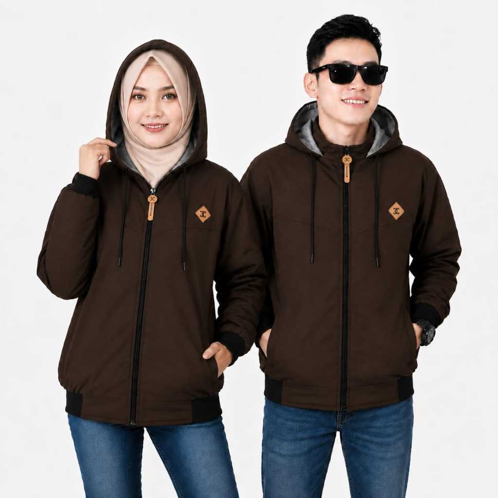 Jaket Kapelan Pasangan Terbaru Jaket Kapelan Suami Istri Tutup Kepala Bisa Lepas Pasang Bahan Lembut