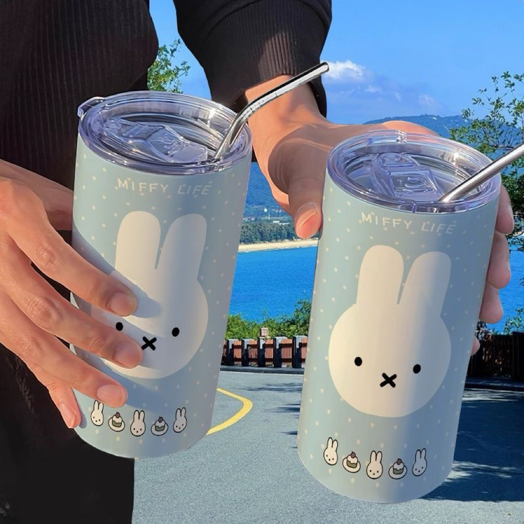 [PREORDER] Tumbler Stainless Steel Miffy – Cup Sedotan Cute & Portable - Miffy