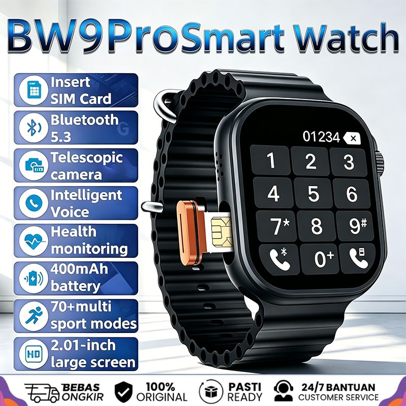 [Sim Card Call ] Samsung Jam Tangan Pintar BW9 Pro -Telepon Mandiri dengan Pasang Kartu SIM / Chip D