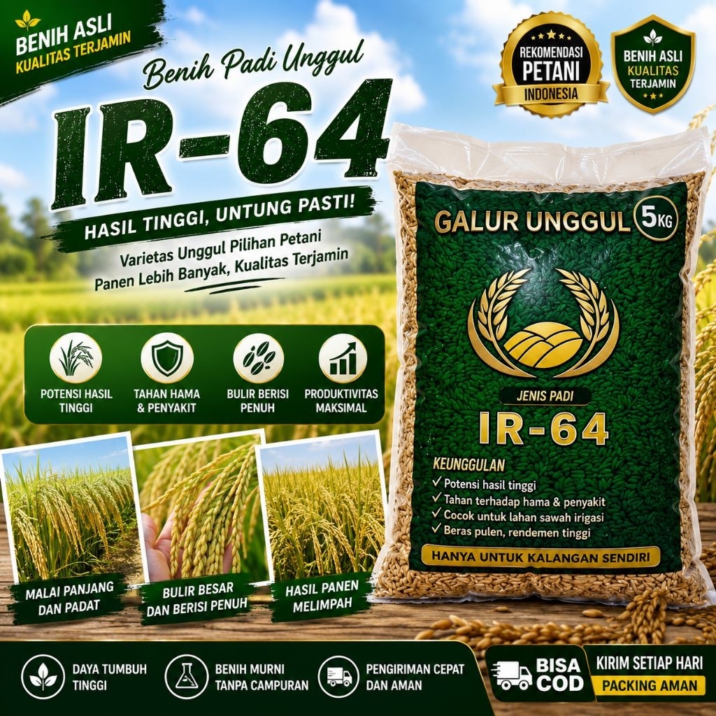 BIBIT PADI UNGGUL IR 64 KEMASAN 5kg