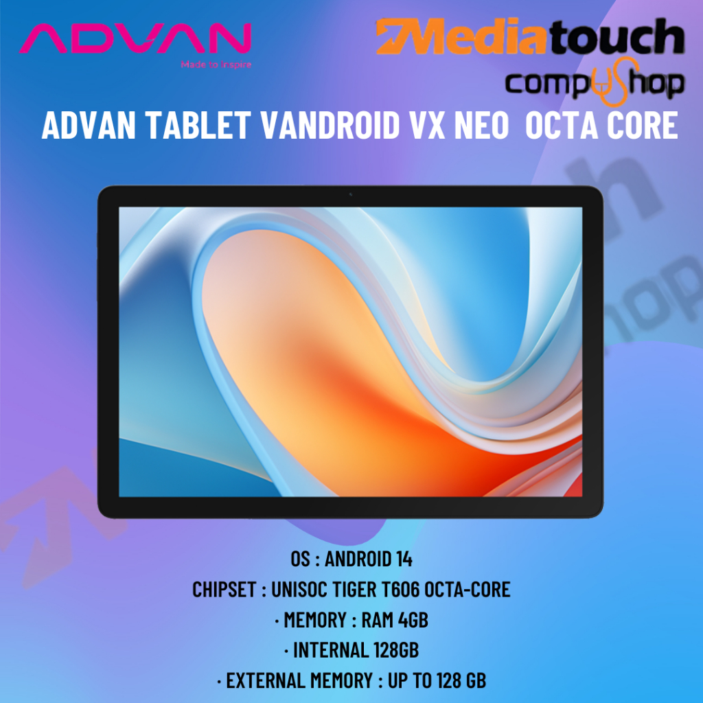 ADVAN TABLET VANDROID VX NEO  OCTA CORE 4G 128G 10.1" BLACK