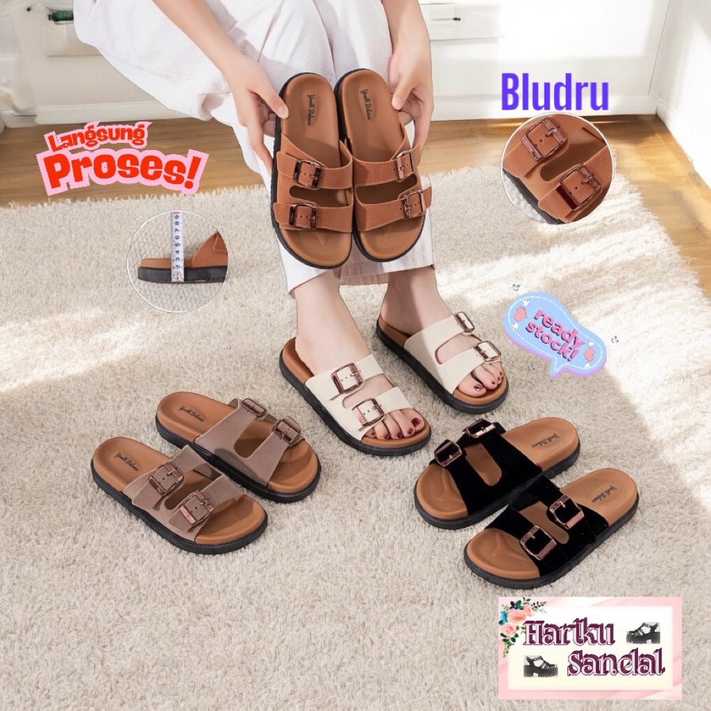 Sandal Slop Wanita Jelly Karet Tebal Lentur Tahan Air Anti Slip Nyaman Harian Kekinian Terbaru COD