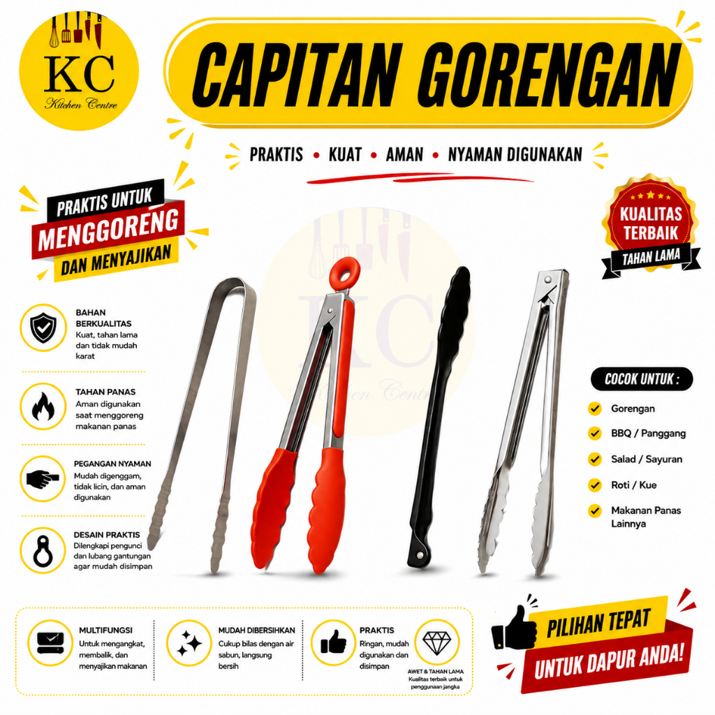 Capitan Makanan Hitam Capit Gorengan Capitan Makanan Capitan Gorengan Tahan Panas