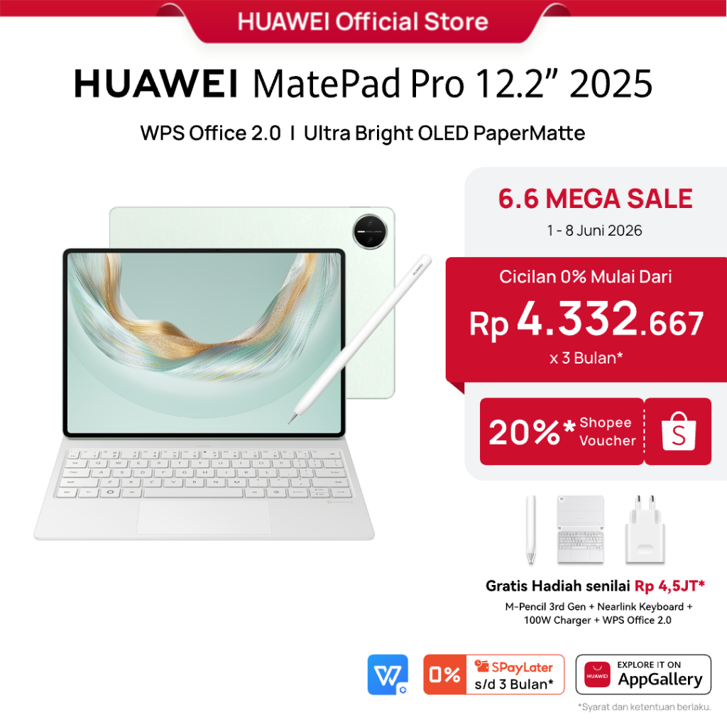 [6.6 | Voucher s/d 20%| FREE PEN & KB] HUAWEI MatePad Pro 12.2-inch 2025 Tablet | PC-level WPS | Ult