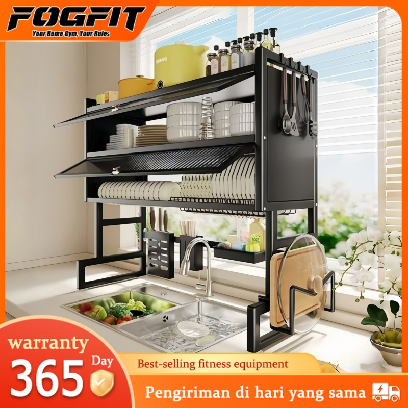 FOGFIT Rak Piring Wastafel Stainless/Rak Piring Tertutup/Rak Piring Minimalis/Rak Piring Stainless/L