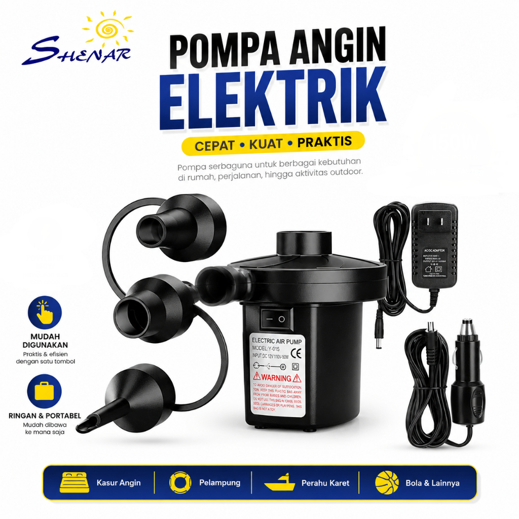 Pompa Ban Mobil Elektrik Portable Pompa Angin Kasur Pompa Elektrik