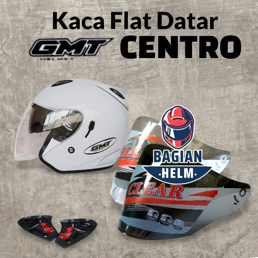 Kaca Helm GMT CENTRO Flat Visor Helmet Gmt Centro Bening Hitam