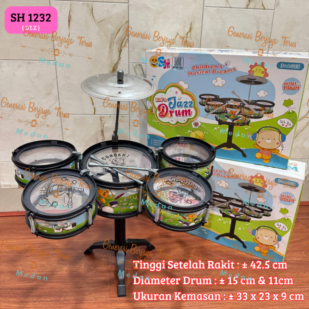 GBT - Mainan Drum Edukasi Anak / Mainan Drum Jazz Anak / Drum Mainan / Drum Set Anak