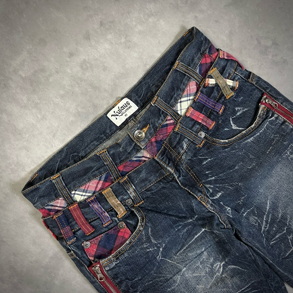Nylaus Japanese Brand Double Waist Y2k Short Denim Punk If Six Was Nine Style | Y2k Jorts | Celana J