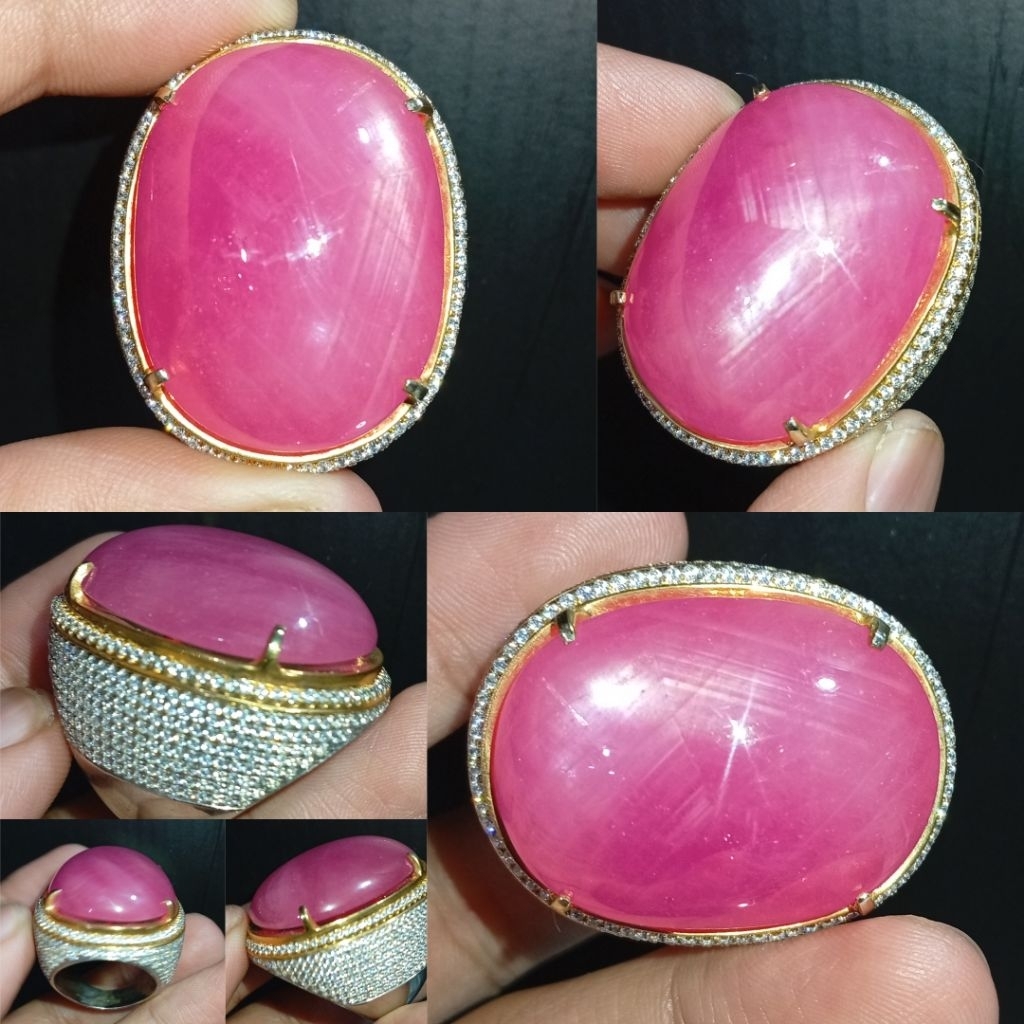 Natural Ruby 104 ct ring perak Handmade microsetting