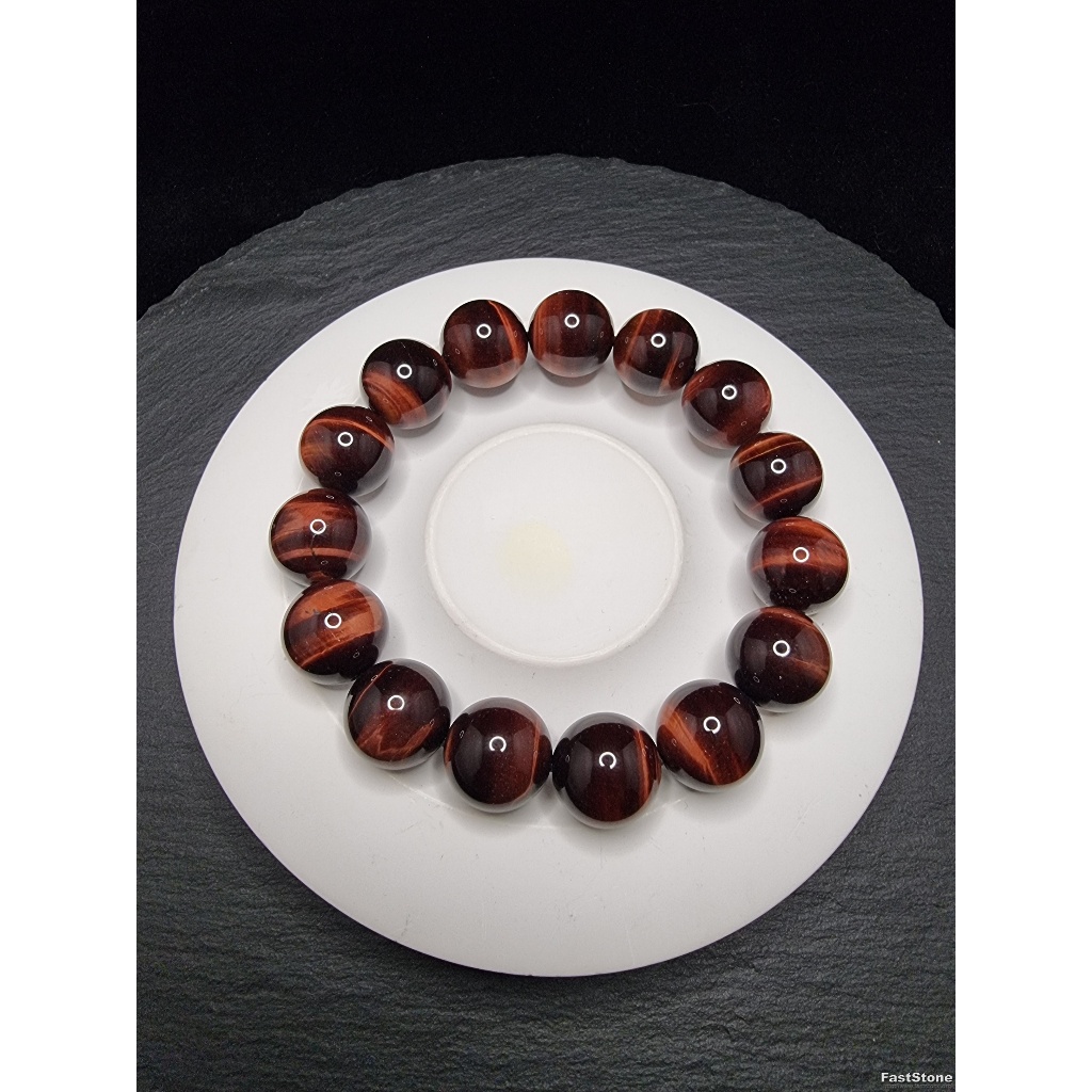 Gelang Batu Red Tiger Eye Petir Super 14mm Stone Crystal Full Natural C2020
