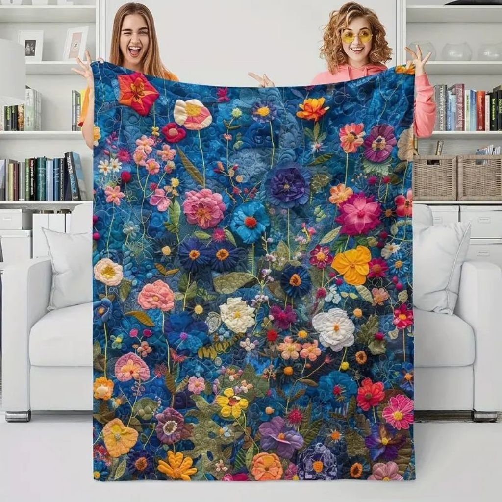 Selimut AC Flanel Premium - Motif Boho Patchwork (150cmx200cm)