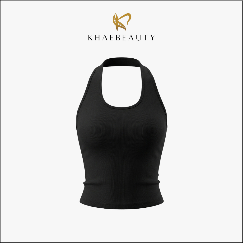 KHAEBEAUTY Tanktop Wanita Tali Leher Tank Top U-Neck Halter Necktie Tanpa Kawat With Cup BR186