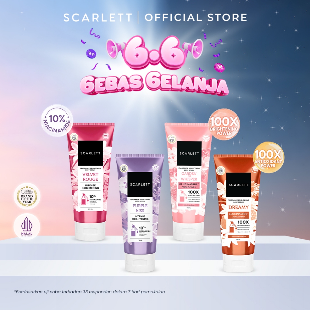 [All Variants] SCARLETT Fragrance Brightening Body Serum 170ml - Velvet Rouge | Purple Kiss | Garden