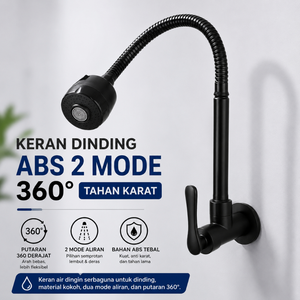 Sienashop_ Kran Leher Angsa Flexibel Kran Tembok Wastafel / Cuci Piring Minimalis