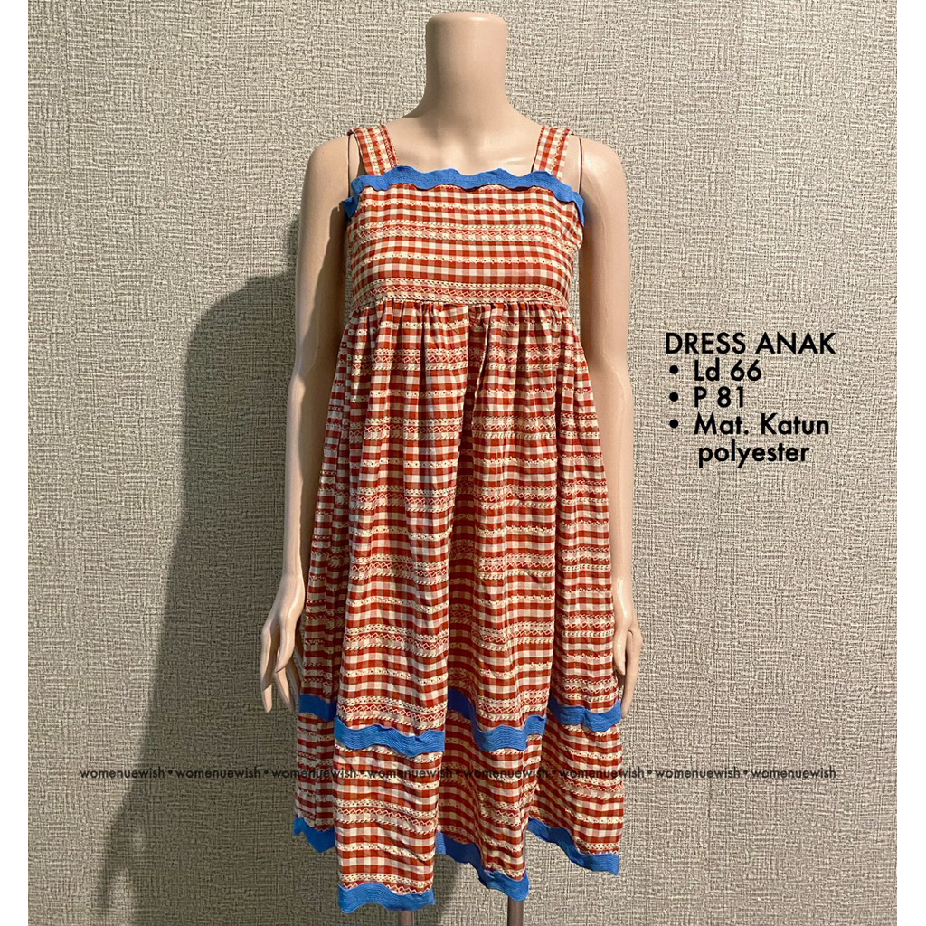 gingham dress anak