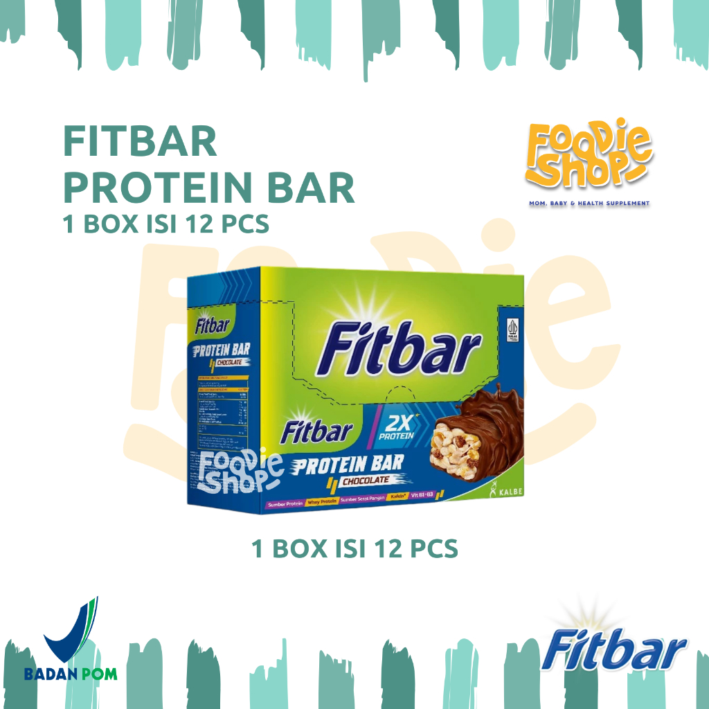 Fitbar Protein Bar Chocolate Box Isi 12 Pcs | Snack Multigrain Protein
