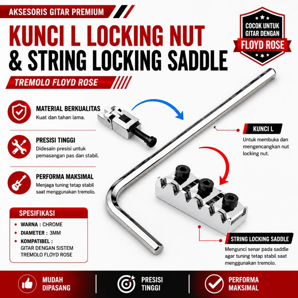 Kunci L Untuk Locking Nut & String Locking Tremolo Gitar