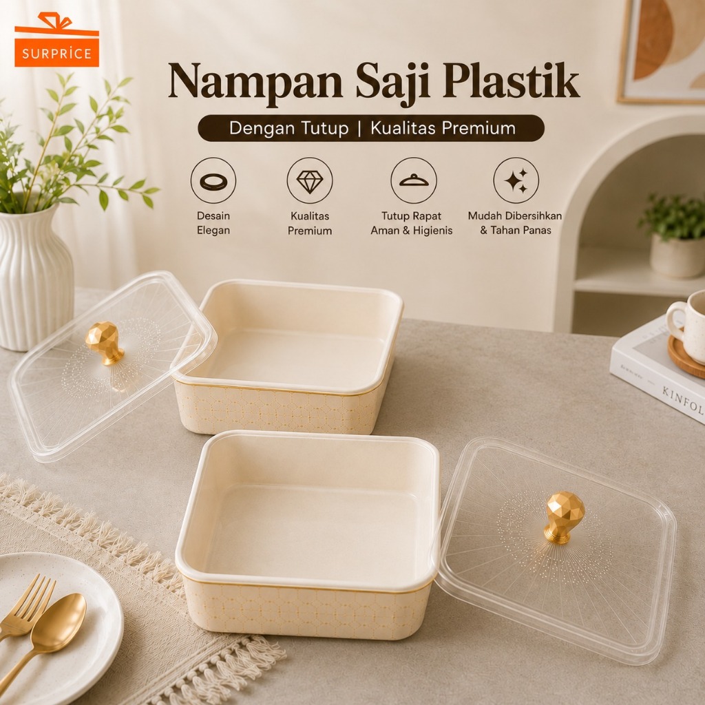 [CLEARANCE SALE] Surprice NARA Set Nampan Leon Kotak / Nampan Panjang dan Kotak / Nampan Motif Aesth