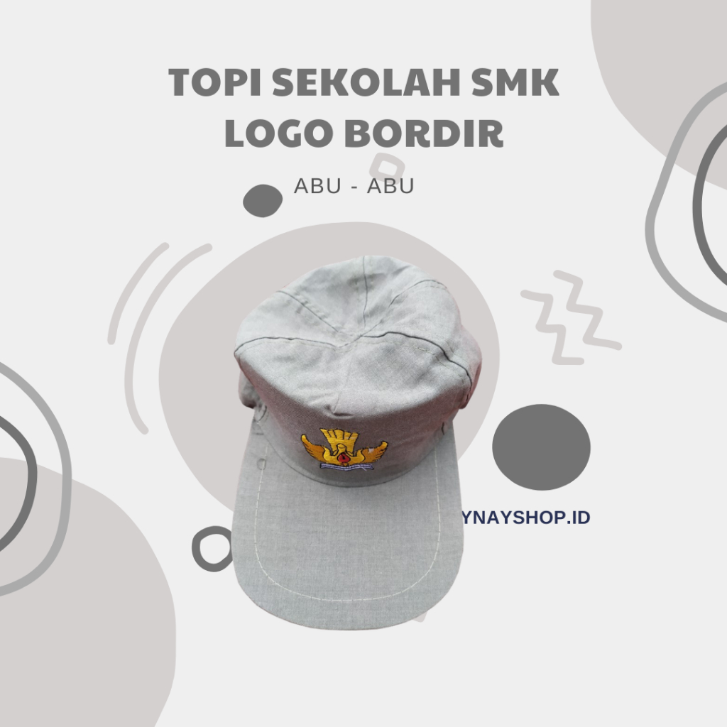 Topi Sekolah SMK ABU-ABU Logo Bordir, Topi TETREK BORDIR