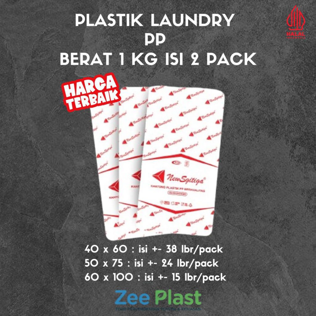 Plastik PP bening segitiga / Plastik Laundry / Plastik Snack / plastik Kaca ukuran 40 x 60, 50 x 75,