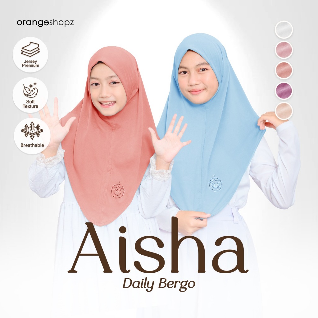 Aisha Hijab Bergo Putih Sekolah Umrah Anak Dan Haji - Hijab Instant