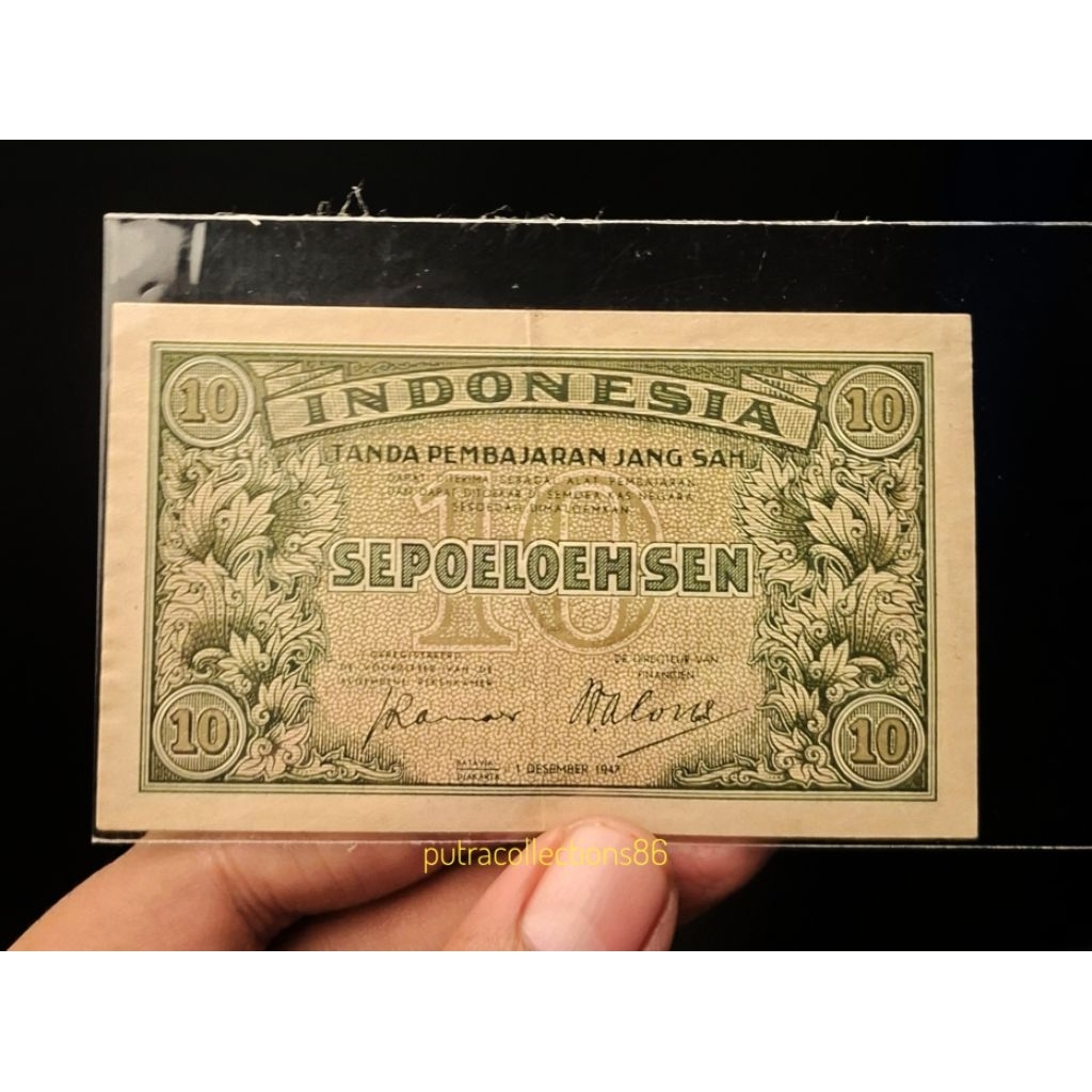 uang 10 sen seri federal tahun 1947 asli bagus