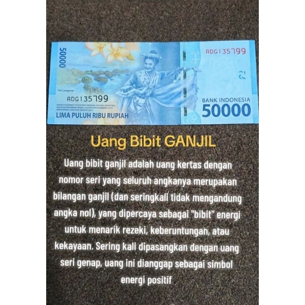 Uang Bibit 50 ribu dengan seri angka GENAP