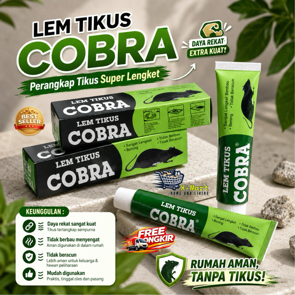 X-MART Lem Tikus COBRA MODEL ODOL | Perangkap Tikus Super Lengket | Daya Rekat Extra Kuat | Tidak Be