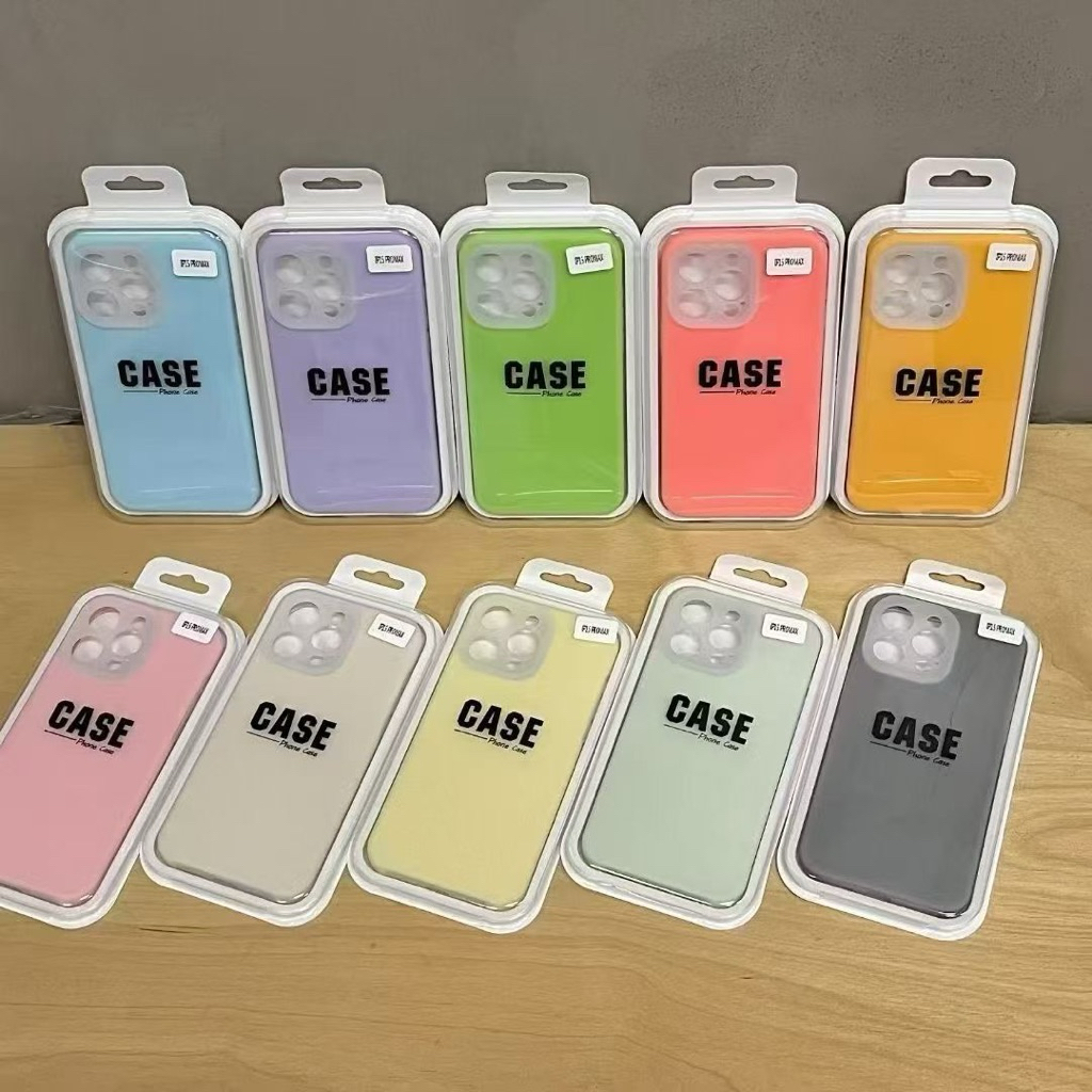 Liquid Jelly Case Macaron Pastel -Softcase Bludru Premium Full pack for iphone 14 14pro 14promax 15 