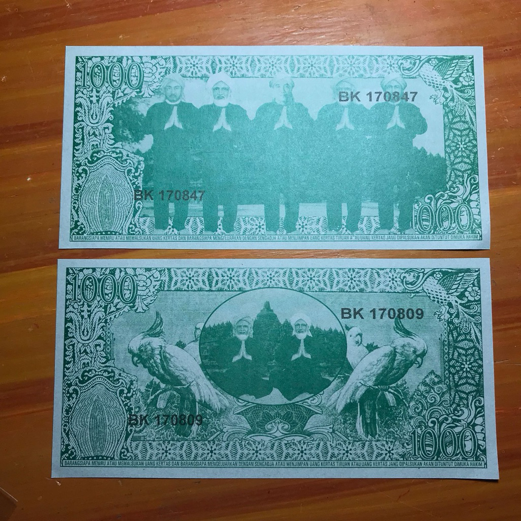 Uang Sukarno 1000 Warna Hijau Walisongo Langka