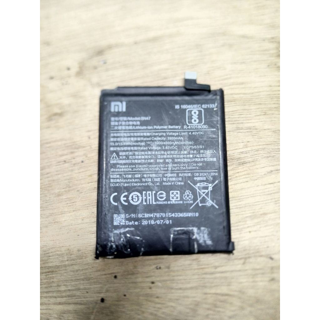 batre copotan redmi 6 pro/mi a2 lite original bn47