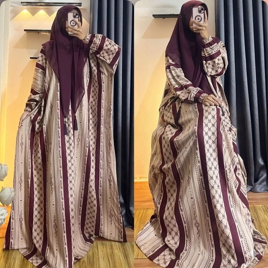 RUZZA Kaftan Motif Pita Pitaloka Fatma Jumbo Bahan Rayon Premium Adem Nyaman Busui