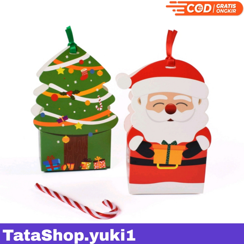 Goodie Bag Motif Natal / Kotak Hampers Tentengan Xmas / Box Coklat Permen Natal / Gift Box Unik Nata