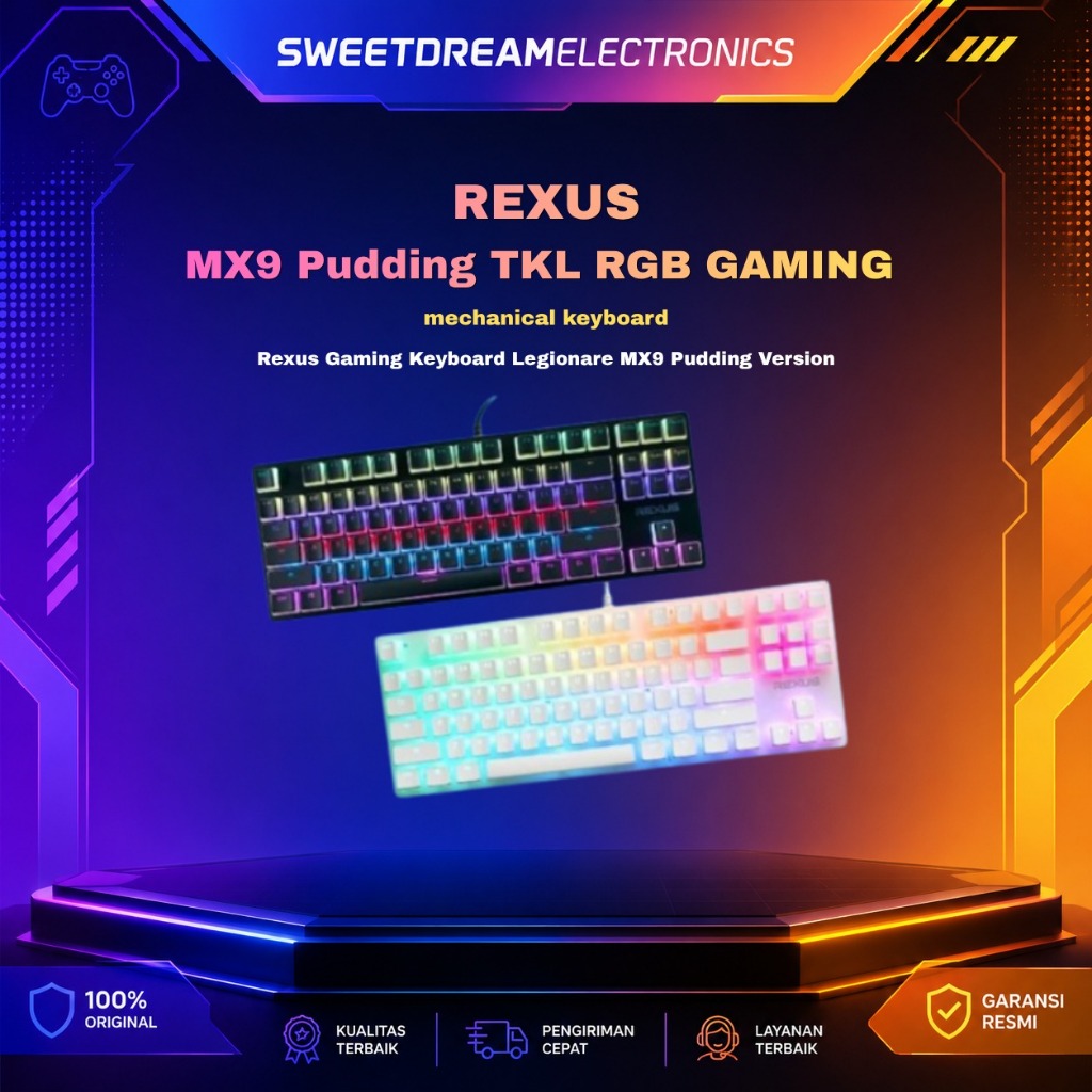 Rexus MX9P / MX9 Pudding TKL RGB Gaming Keyboard