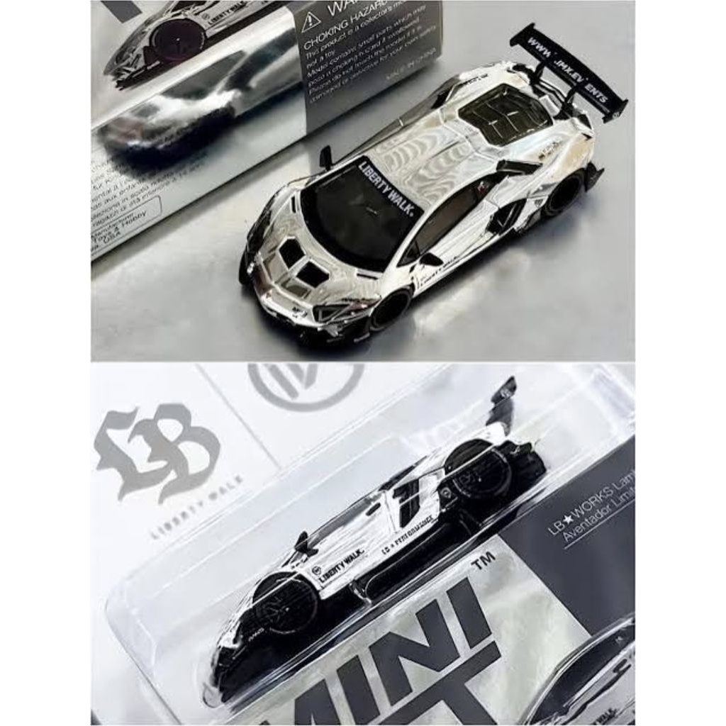 Mini GT 1023 Lamborghini Aventador Limited Edition Silver Chrome IMX Event Unsealed