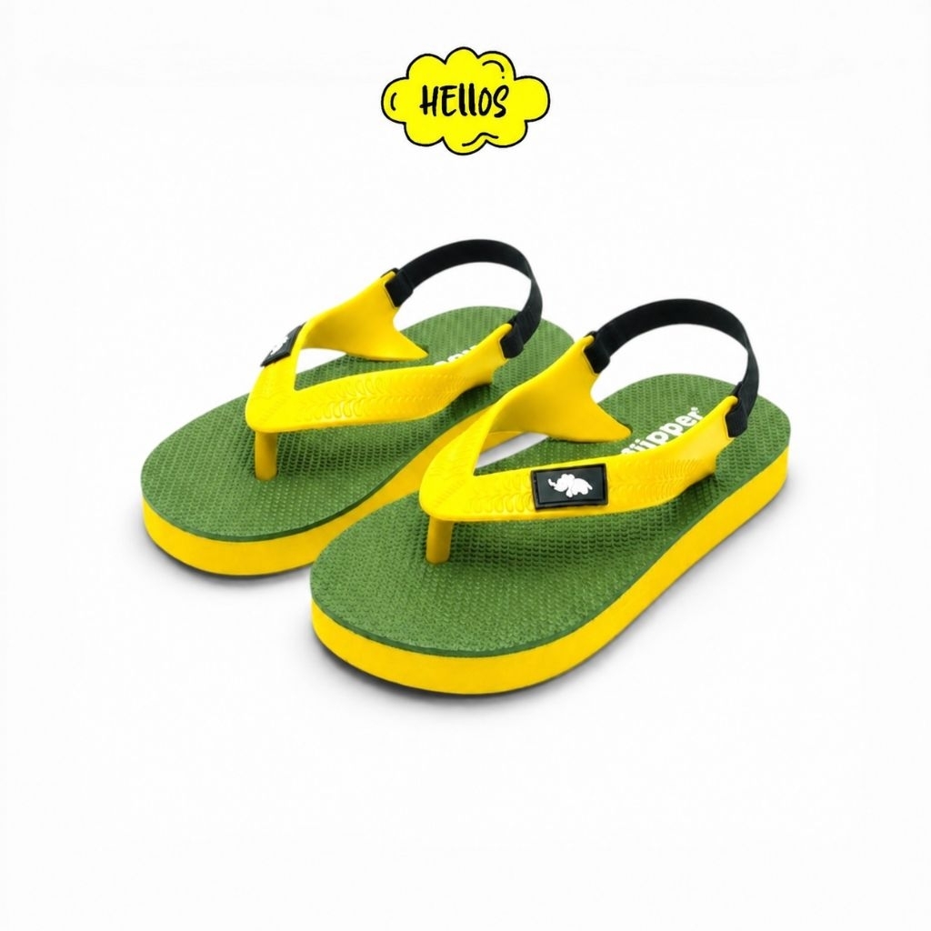 Sandal Jepit Fipper Rubber Anak Laki-Laki/Perempuan (Unisex) - ARMY KUNING - Fashion Kaki Karet