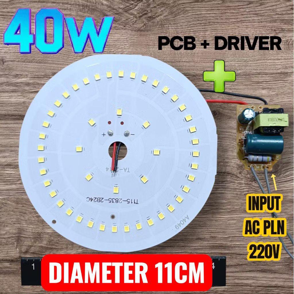 led ac 40w 220v pcb Dc +driver terpisah