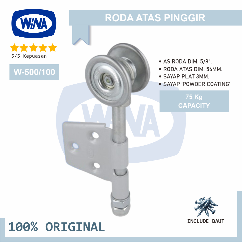 WINA W5100 Roda Atas Pinggir untuk Pintu Garasi Sliding Kayu dan Besi Original