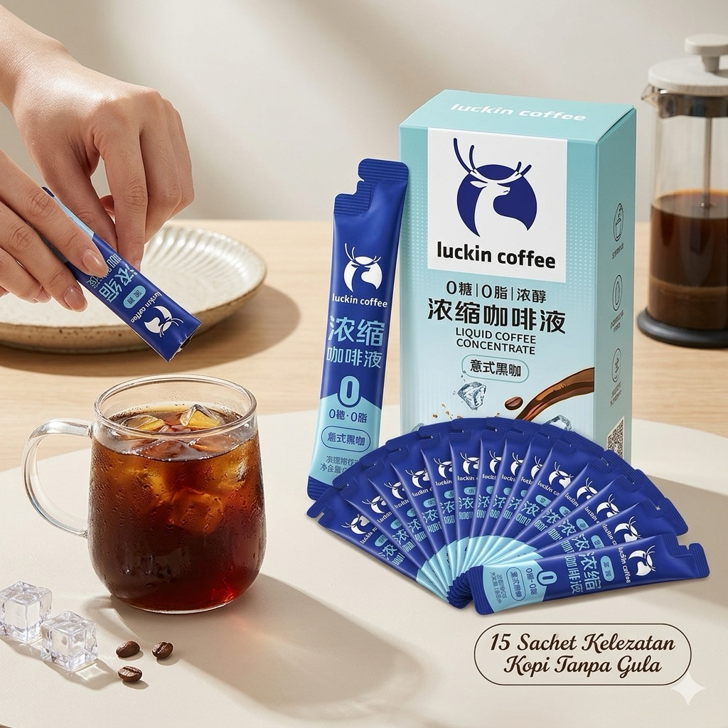 Kopi Enak Gak Pakai Ribet 100% ORIGINAL Luckin Coffee Liquid Concentrate rasa original isi 15 sachet