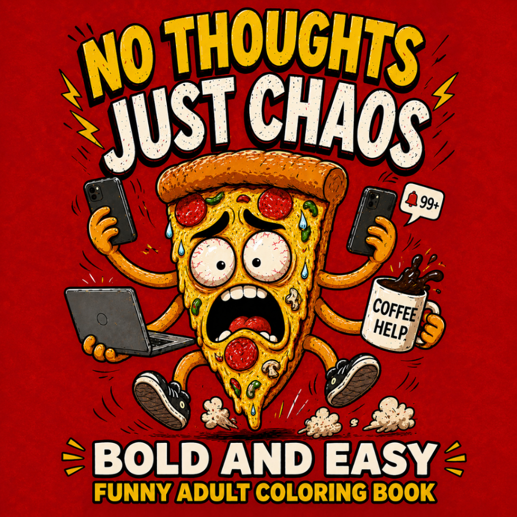 CB165 Buku Mewarnai NO THOUGHTS JUST CHAOS – Bold and Easy - Semua umur Kertas A4 & A5 Tebal