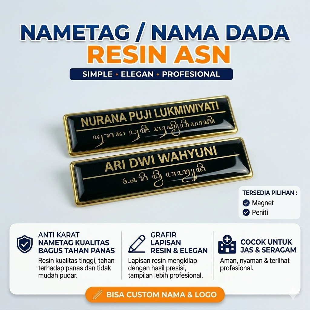 Name tag nama dada PNS acrilyc resin