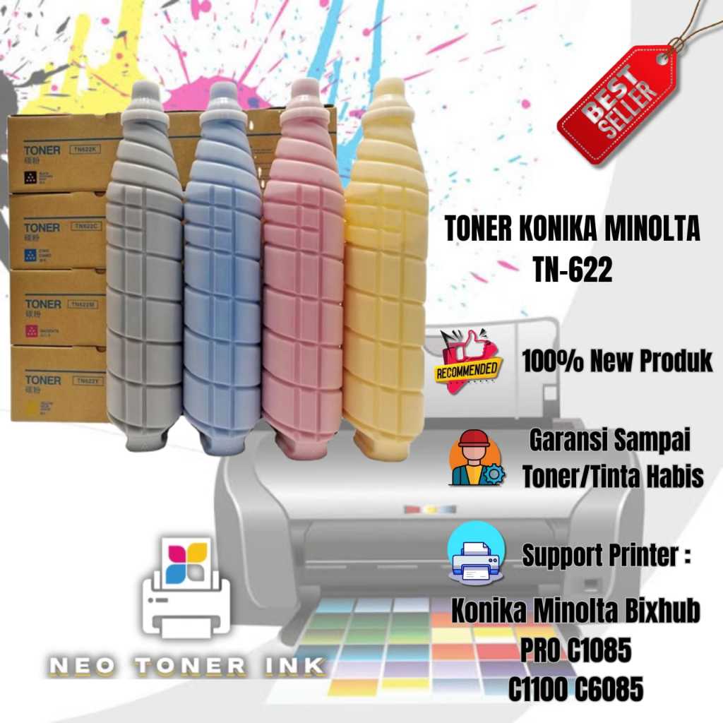 Compatible Toner Cartridge Konika Minolta TN-622 Black Cyan Yellow Magenta - BIZHUB PRO C1085 C1100 