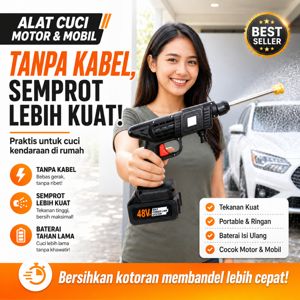 Alat Mesin Cuci Mobil dan Motor Mini Portable Termurahm semprotan cuci motor alat pencuci motor jet 