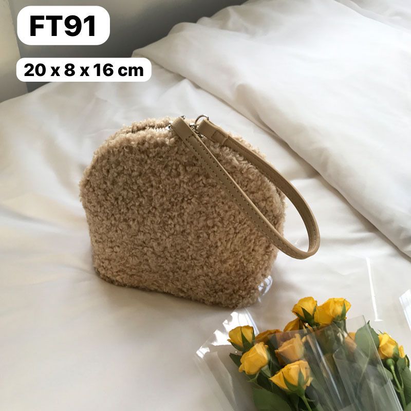 Tas Tangan Tebal Coklat Muda Deasin Kotak Kecil Tali Gantung FT91