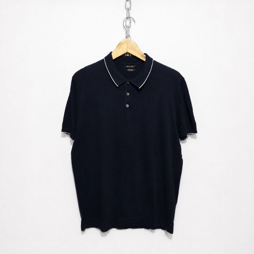 MASSIMO DUTTI Extrafine Cotton Polo Shirt | kaos kerah knit luxury italian
