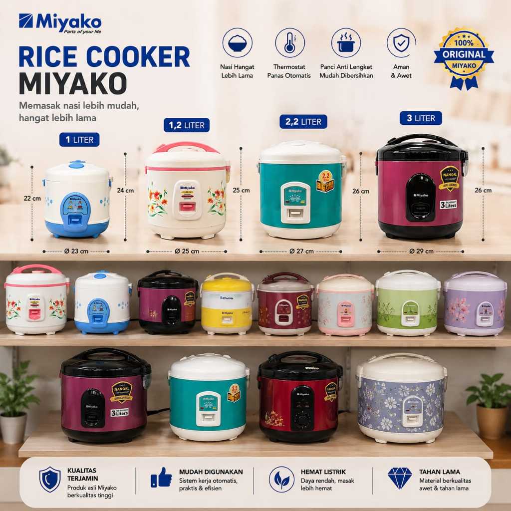 RICE COOKER MIYAKO 1 LITER - 3 LITER