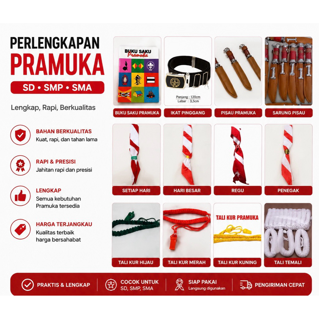 perlengkapan pramuka SD, SMP, SMA / Dasi SD / Dasi Pramuka