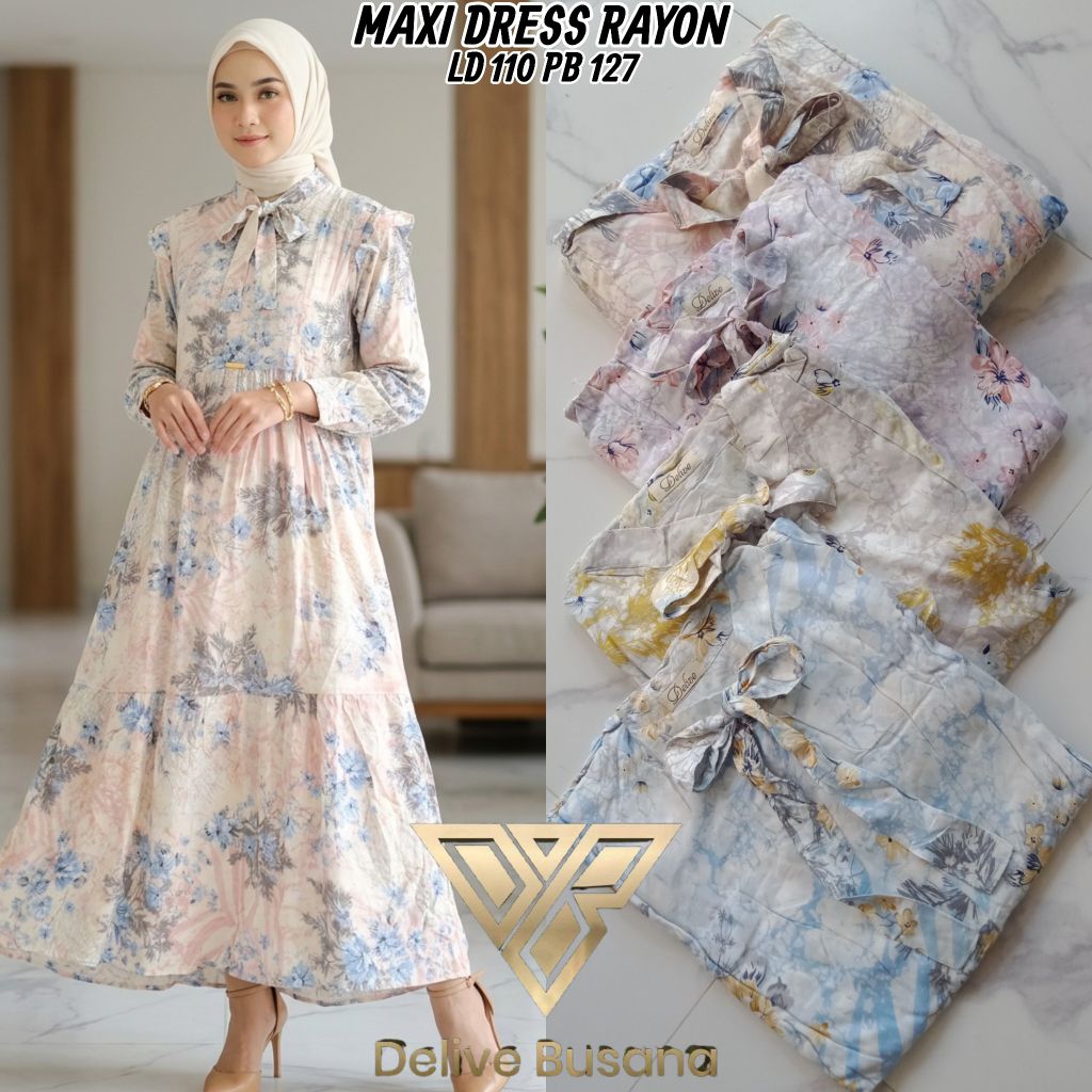 Maxi dress rayon // Gamis midi dress rayon //Maxi dress motif bunga //homey dress rayon