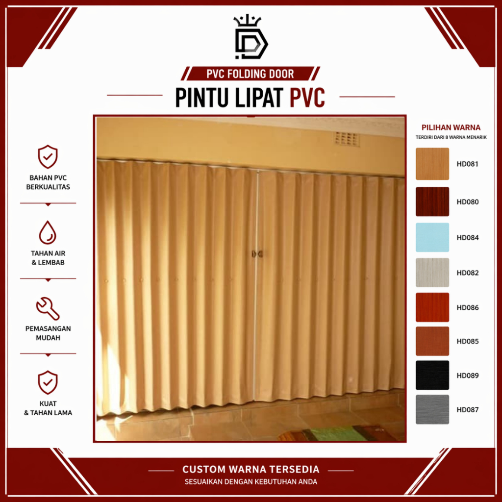 Pintu lipat pvc folding door - bukaan 1 arah  pintu pvc - fd - bukaan 1 arah lebar 89 tinggi  218 @1
